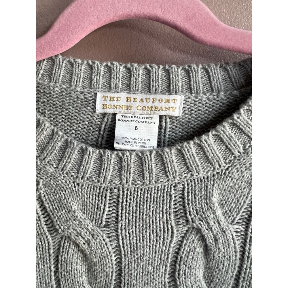 The Beaufort Bonnet Company Girls 100% Pima Cotton Grey Sweatshirt Size 6 - Picture 2 of 6